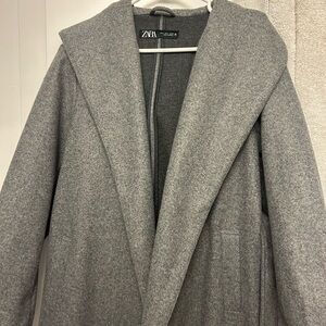 Zara Women's Gray Trench Coat with Hood